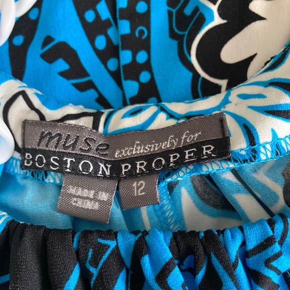 Boston Proper Pop-Art Halter Dress w Fun Plastic Chain Straps  SZ 12 - Picture 8 of 12